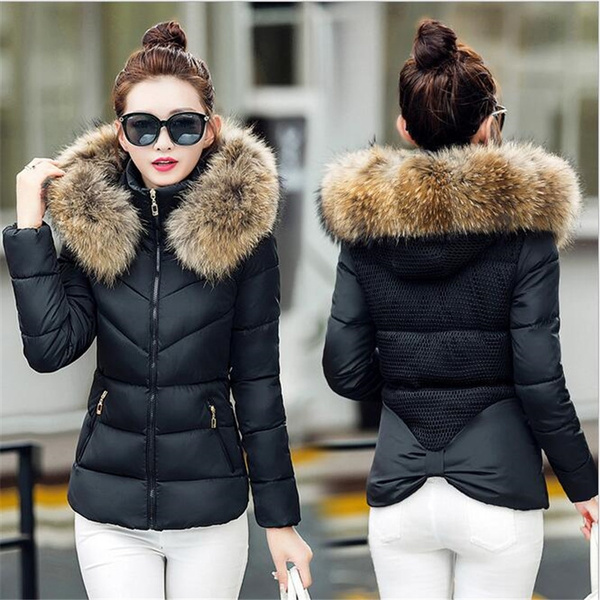 JDEFEG Stretchy Winter Coat Short Simple Solid Color Hooded Hand Stuffed Cotton  Jacket Women's Wear Plus Size Cinched Coat Coats for Women Winter Coats  Polyester Black S - Walmart.com