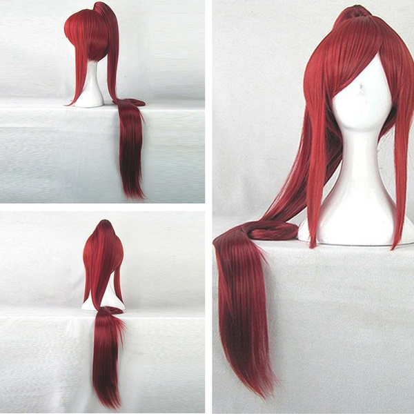 Anime Fairy Tail Erza Scarlet 100cm Long Synthetic Hair Red