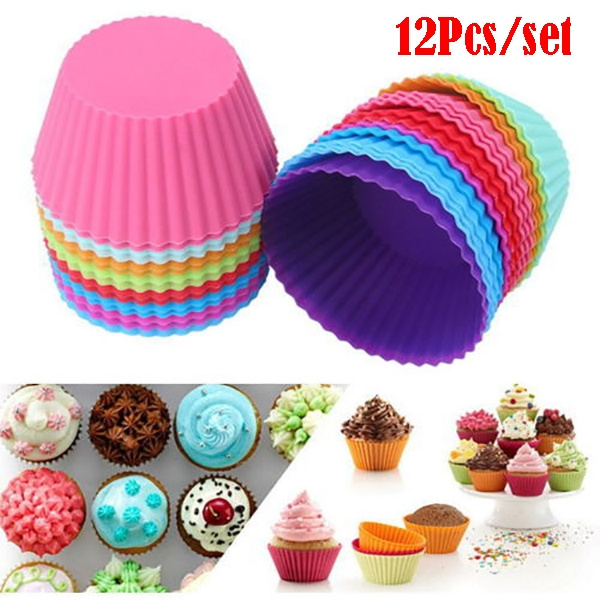 Dreamfactory 12Pcs Muffin Round Silicone Cake Cup Tool Cupcake Liners ...