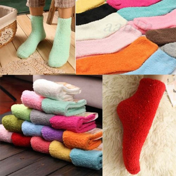 Accessories Soft Warm Slipper Socks Floor Socks Fuzzy Hosiery 10 Candy Colors 
