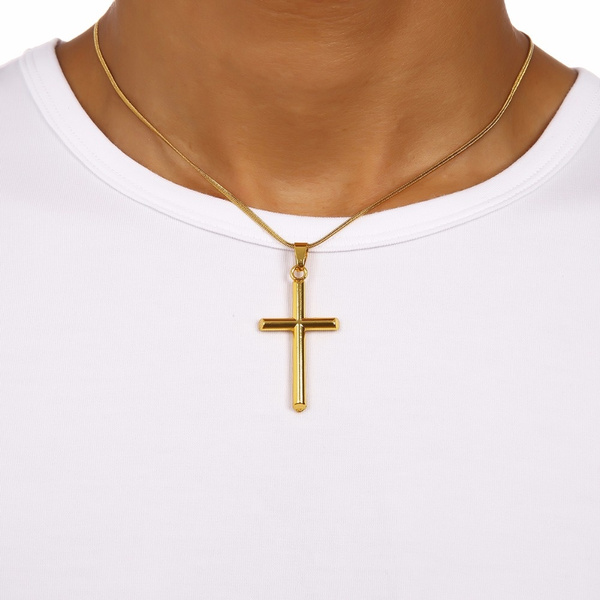 MINI Cross Pendant Necklace Men 