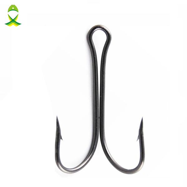 50pcs/lot Dual High Carbon Steel Black Fishing Hooks Double anchor