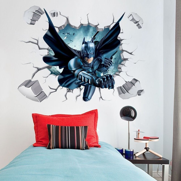 3d Effect Batman Wall Sticker For Kids Boys Rooms Home Decor Wall Art Broken New
