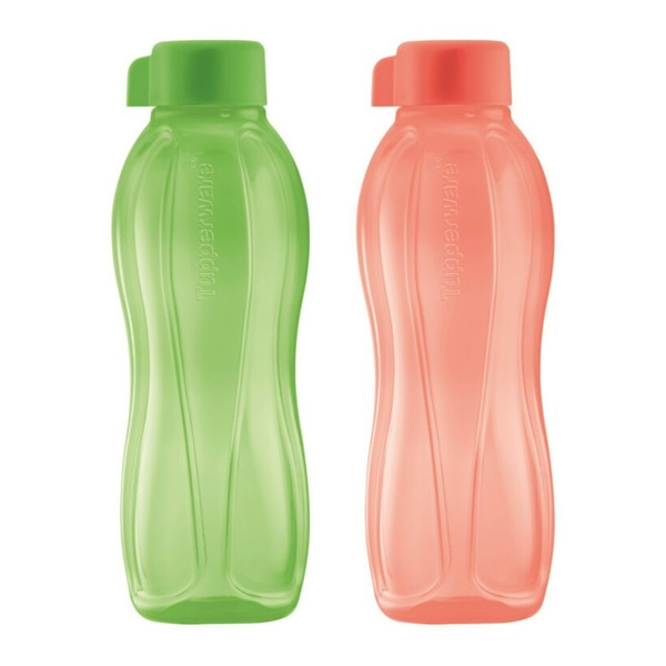Tupperware Eco Drinking Bottle 500ml Green & Peach (Set of 2) | Wish