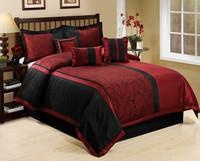 jacquardcomforterset, King, floralcomforterburgundy, black