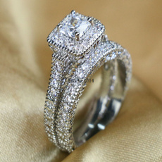 White Gold, weddingringset, Sterling Silver Jewelry, Bridal