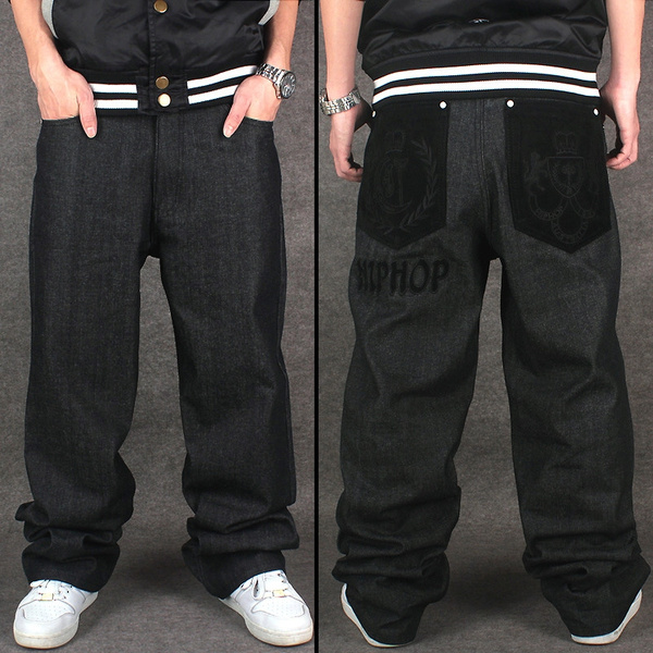 Hip-Hop Mens Jeans Pants Baggy Loose Fit Denim Trousers New Hip Hop Sz  30-46