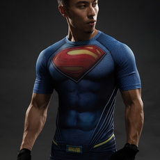 Superman 3D Printed T-shirts Long&Short Sleeve Gym Tights Elastic Quick-drying Running Training Suit Costume Clothes Male Tops