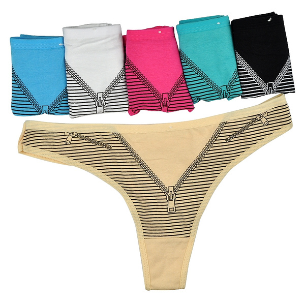 Lot 12 pcs Sexy Women's Thongs G-strings Woman Underwear Cotton Zipper  Print Ladies Panties Knickers T-Back for Women