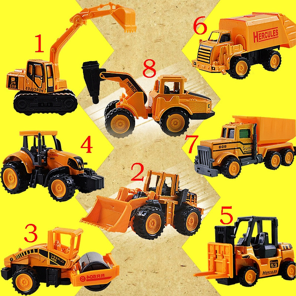8Pcs/set Mini Alloy Construction Truck Car Model Toy Digger Kids Birthday Gift 