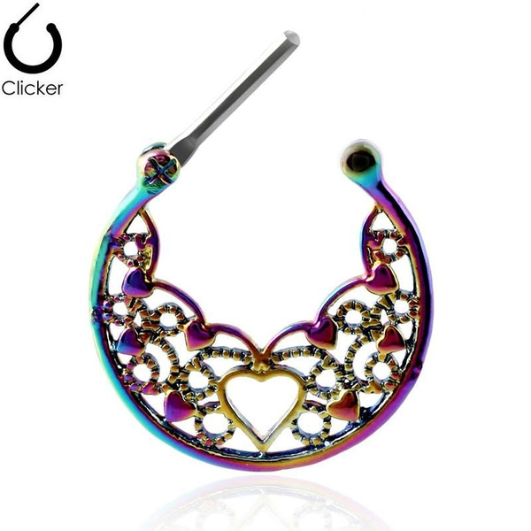 16G Gothic Nose Piercing Ring Septum Hoop Earring Titanium Shaft Nose ...