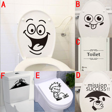 funny smile face with big eyes toilet stickers home decor bathroom wall stickers fashion decals