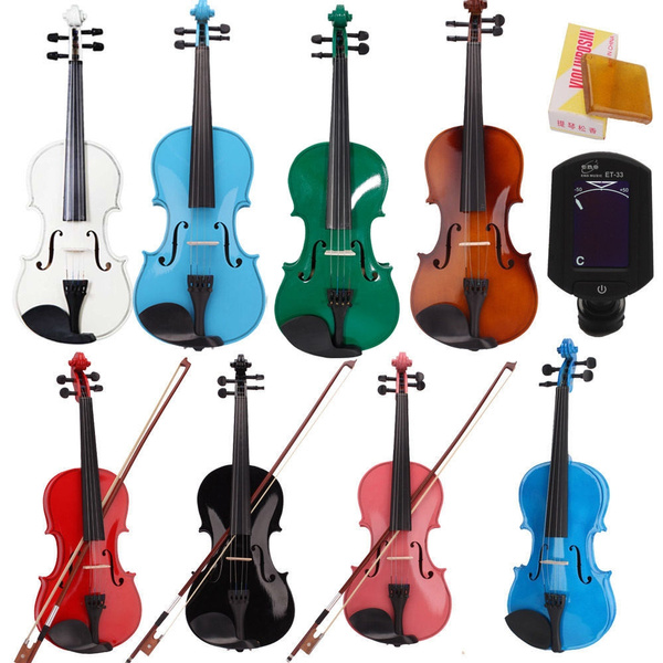 4/4 Acoustic 8 Color Violin for Beginner +Case +Bow +Rosin +Mini Clip ...