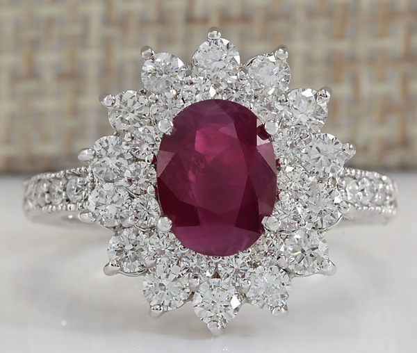 Noble Brand Jewelry Natural 5.86CT Red Ruby Gemstone 925 Sterling ...