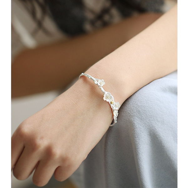 925 Sterling Silver Bracelet Female Silvery Chain Decor Gift - Temu