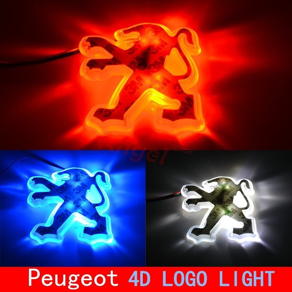4D Car Tail Logo Light Badge Emblem Sticker Decoration Led Peugeot Logo Light | Wish