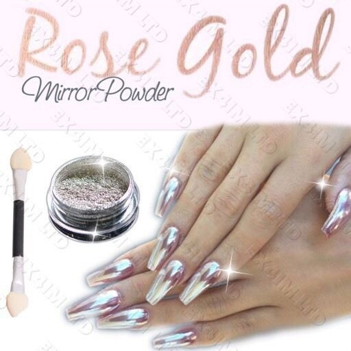 Rose Gold Chrome Pigment  Rose Gold Chrome Nail Powder for