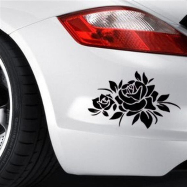 1PCS Car Rose Scratches Stickers Personality Reflective Car Sticker Car ...