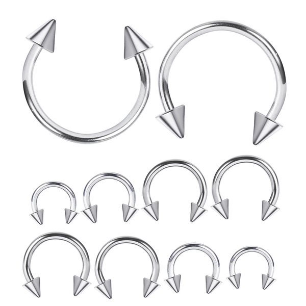 Cone Head Horseshoe Rings Nose Hoops Steel Circular Barbell Body