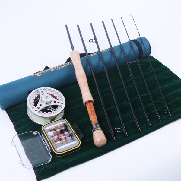 8WT Fly Rod Combo 9FT 7Pieces Medium-fast Fly Fishing Rod+Fly  Reel+Line+Box+Fly