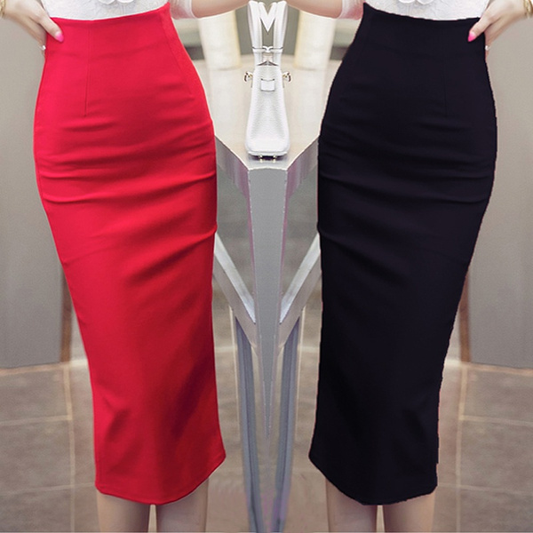 High Waist Long Pencil Skirt Office Ladies Maxi Formal Skirt Elegant ...