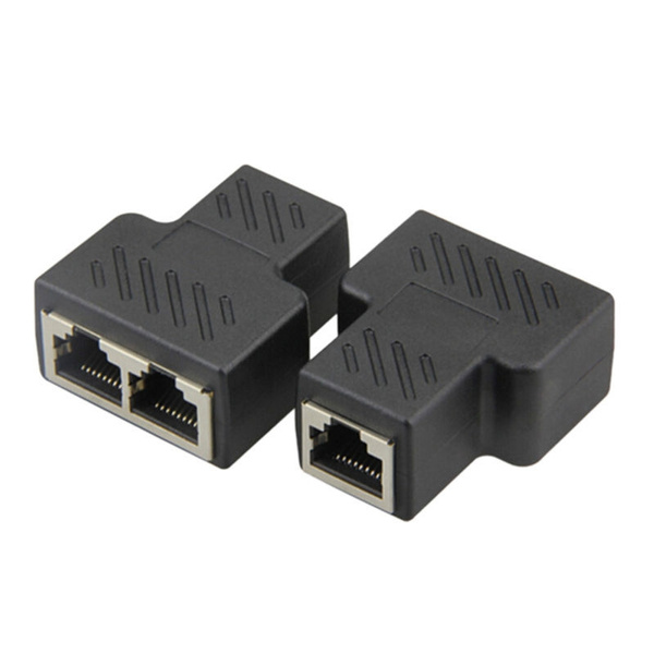 Splitter Extender Plug adapter RJ45 1 to 2 LAN ethernet Network Cable connector 