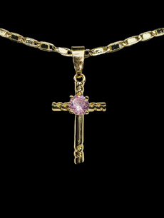 pink, goldpendant, Cross necklace, Cross Pendant