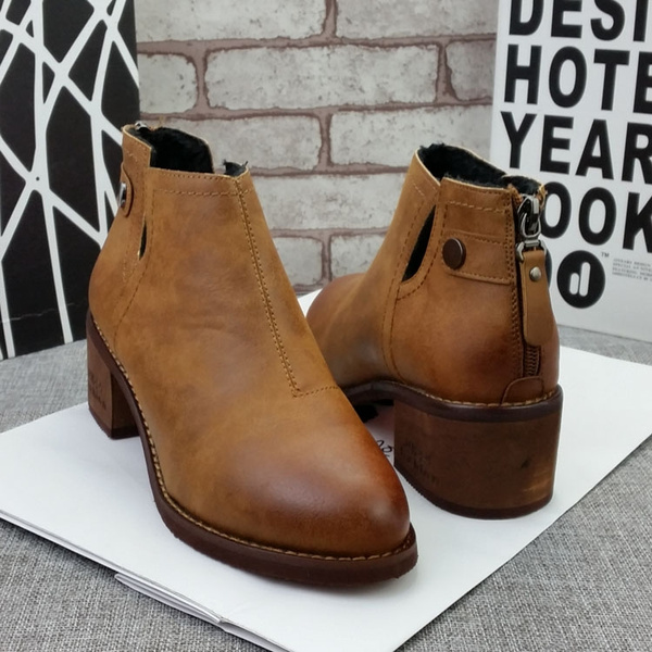 Botas sin cordones sin cordones Botas de mujer Zapatos de otoño con  plataforma Zapatos de invierno de tacón alto grueso Botines de mujer | Wish