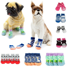4 Pcs/ Set Dog Sock Cute Puppy Dogs Anti Slip Skid Bottom Socks  