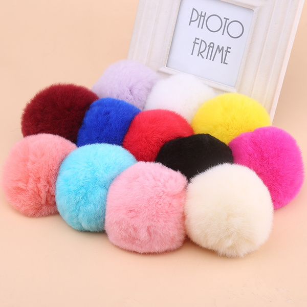 Fluffy Bunnies Fuzzy Fur Ball Pom Pom keychain- Bunny Keychain