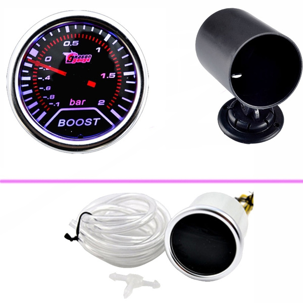 Car Universal Smoke Len 2" 52mm Bar Turbo Boost Bar Gauge Meter + 52mm