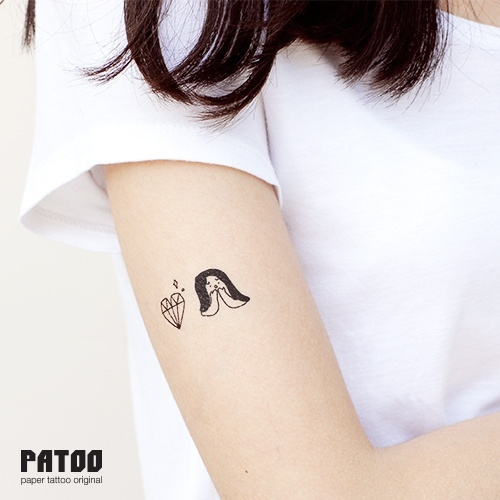 Simpleworld Original Design Diamond Heart Tattoo Sticker Wish