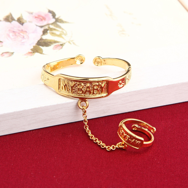 Jh New Fashion Gold Lovely Baby Bangle Bracelet Letter My Baby With Ring  For Daughter Or Son Gift Jewelry - Bangles - AliExpress