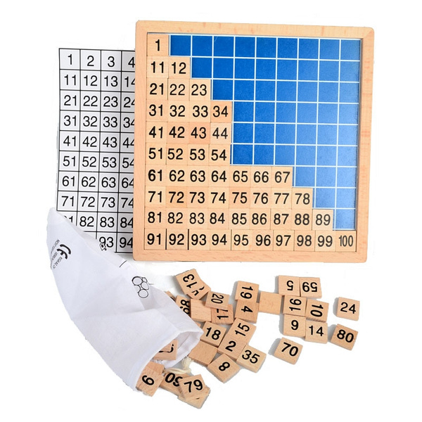 Wooden Math Learning Toy Montessori Numbers Hundred Counting Board Game 