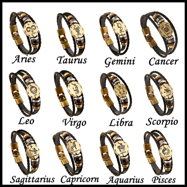 CHUYUN 925 Sterling Silver Virgo Taurus Libra Gemini 12 Zodiac Constellation Horoscope Astrology Bracelet Bangle Birthday Gift Sagittarius