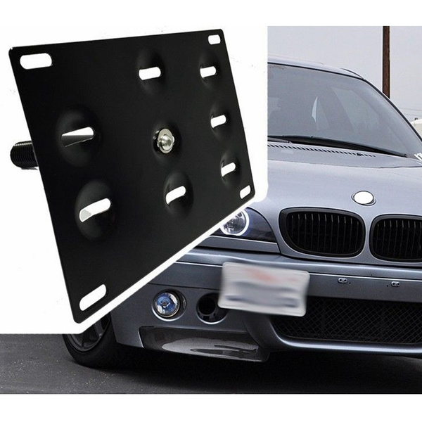 Front Bumper Tow Hook License Plate Mounting Bracket Holder