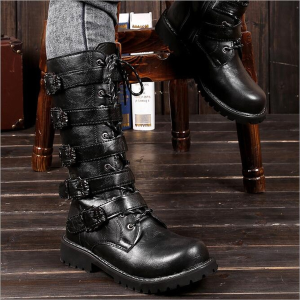 mens combat boots with buckles