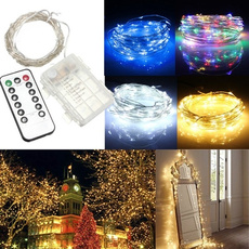 5M 50 LED Battery Operated Silver Wire String Fairy Light Xmas + Remote Controller
