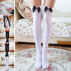 New Girl Stretchy Meias Over The Knee High Socks Stockings With Bows Thigh Linda Se's store
