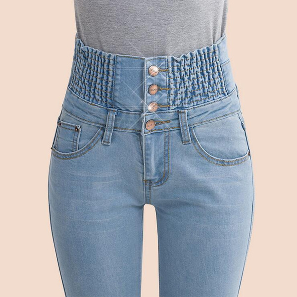 Jeans Womens High Waist Elastic Skinny Denim Long Pencil Pants