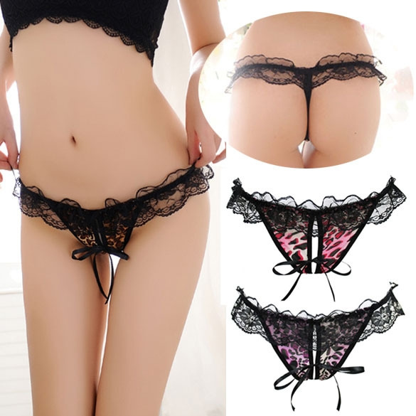 SEXY Women Ladies Lepord Lace G String Panties Underwear Thong Tangas Cute  Female Lingerie T-string Crotchless Underpants