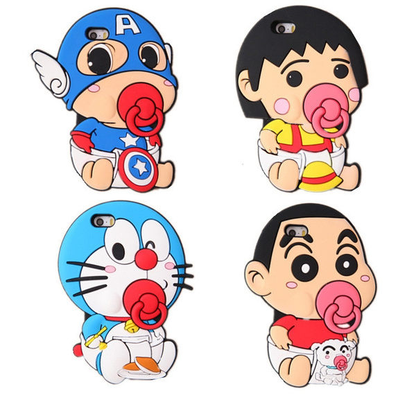 Cute 3D Japan Cartoon Doraemon Crayon Shin chan Nipple Soft Silicone Case  for iPhone 5 5S 6 6S 6plus 7 Plus Mobile Phone Bag | Wish