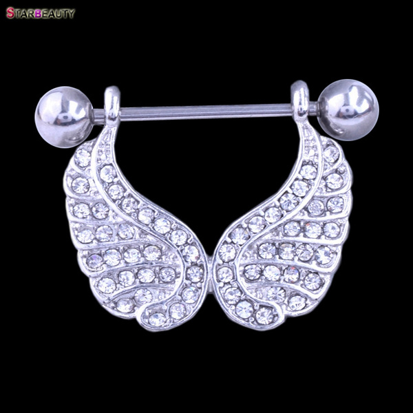 Angel wings store nipple piercing