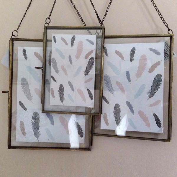 Antique Brass Glass Picture Photo Frame With Chain Hanging Retro Portrait Wish - Vintage Brass Hanging Picture Frame Antique Brass Glass Picture Photo Frame With Chain Hanging Retro Portrait Wish - Vintage Brass Hanging Picture Frame