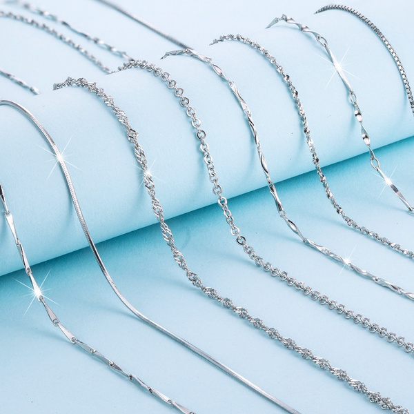 925 Sterling Silver Necklaces Slim Thin 