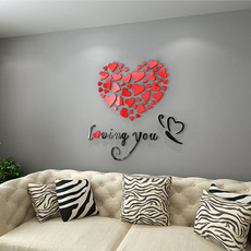 1 SET Lovely Mirror Hearts Home 3D Wall Stickers Decor DIY Decal Removable(40cm*40cm)