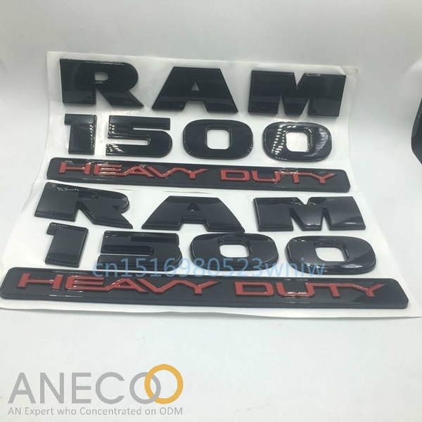 CARRUN 2Pc 3D Car Emblem For Leaping Ram Body Fender Emblem Premium Car Nameplates for Ram 1500 Black 