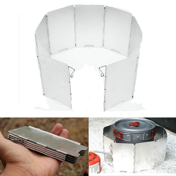 Foldable Outdoor Cooking Aluminum Gas Stove Wind Shield Screen Camping Equipment 