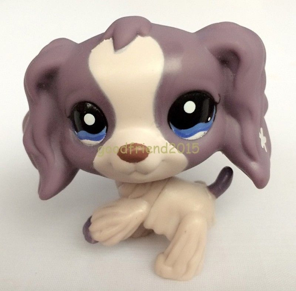 Rare Littlest Pet Shop Purple Cocker Spaniel Dog Puppy Blue Eyes LPS #1209 Toy 