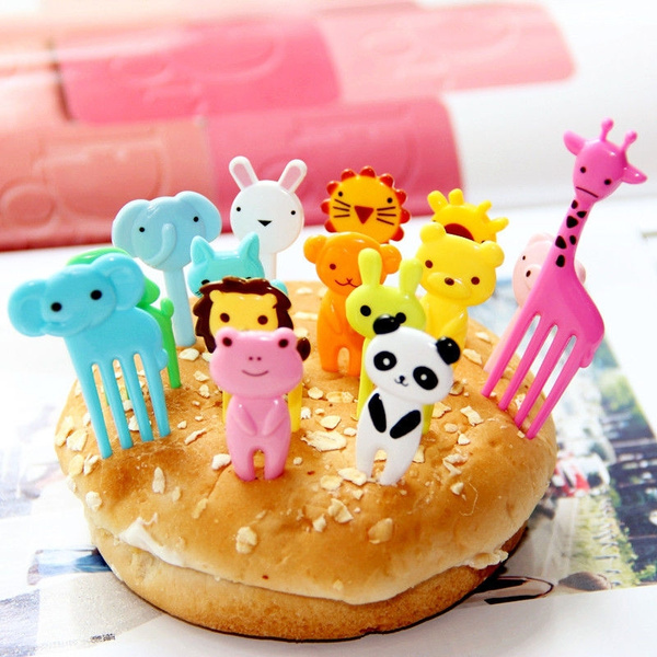 10pcs Cute Bento Kawaii Animal Fruit Picks Food Forks Lunch Box Accessory  Tools!